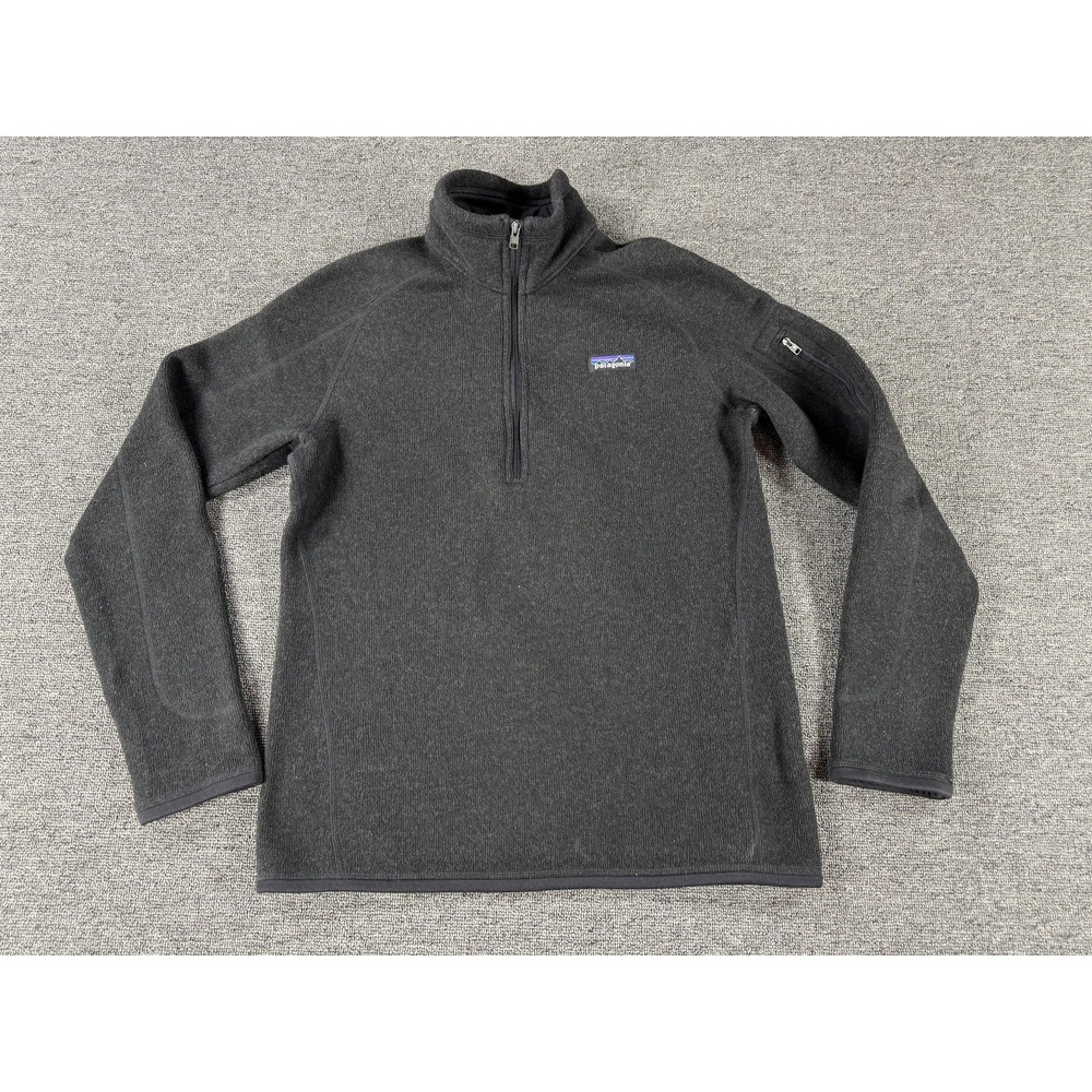 Patagonia Pullover Womens Medium Black‎ Fleece 1/4 Zip Mock Neck Hiking Top